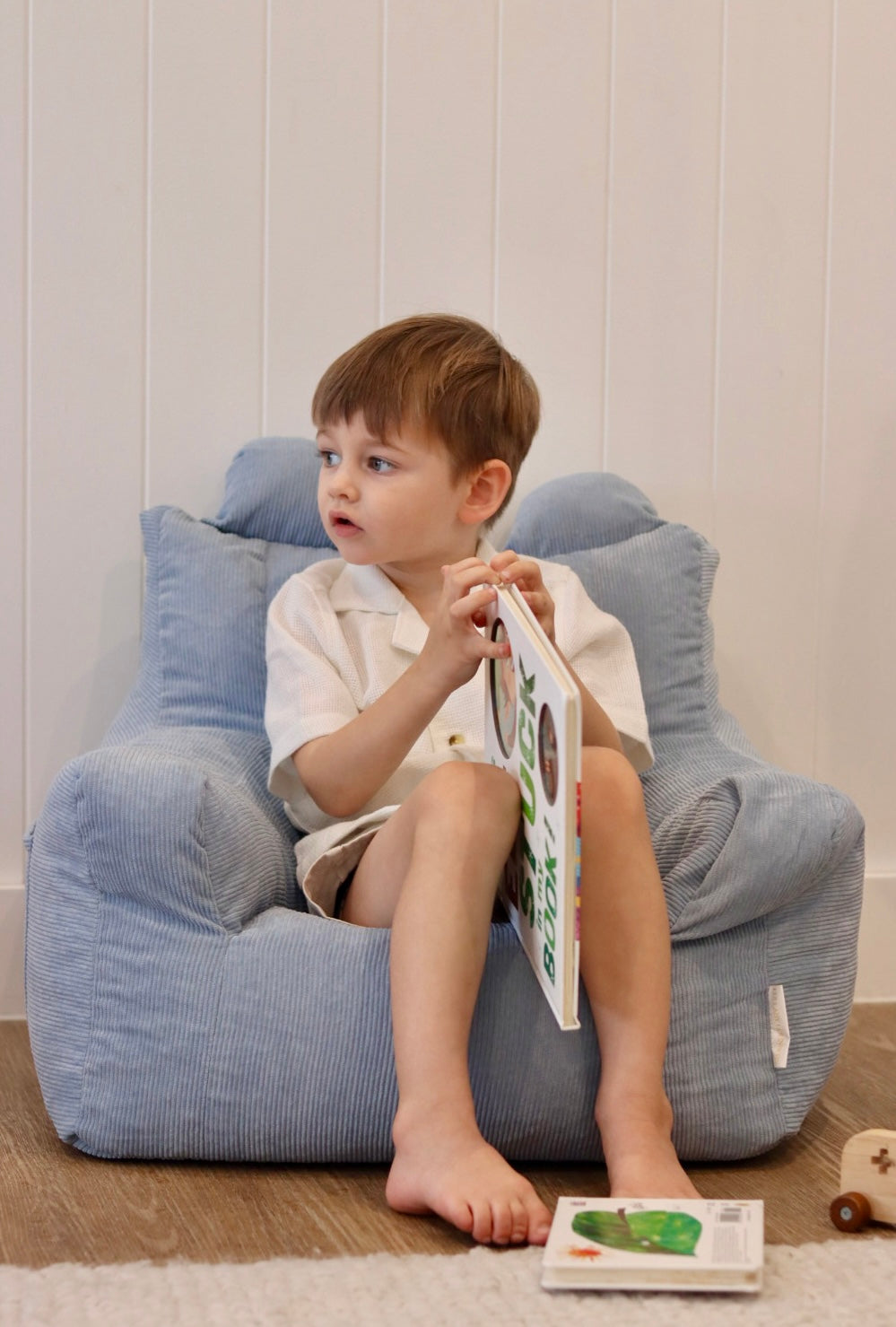 Baby Blue in Bloom Corduroy Bean Bag