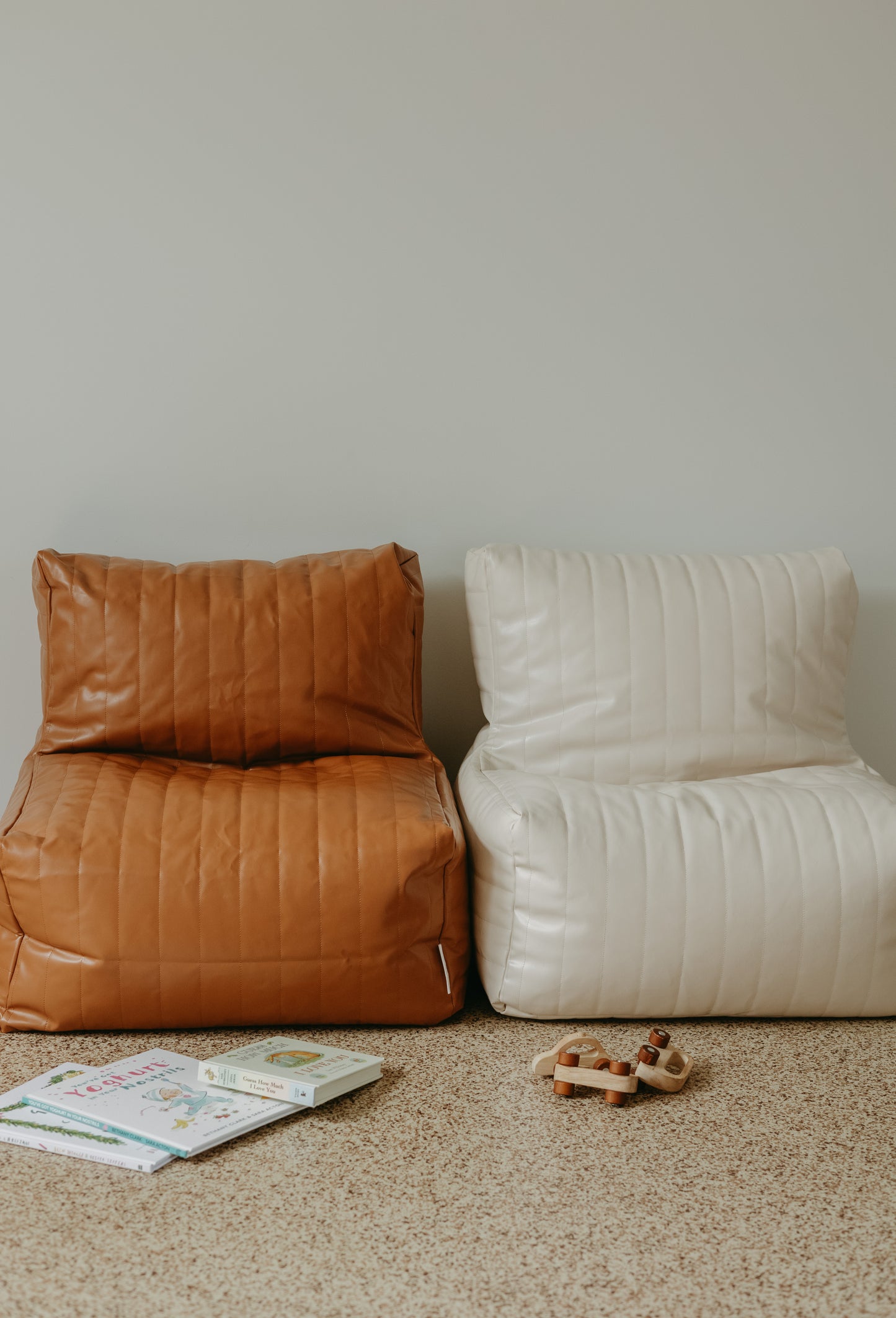 Ivory Vegan Leather Bean Bag