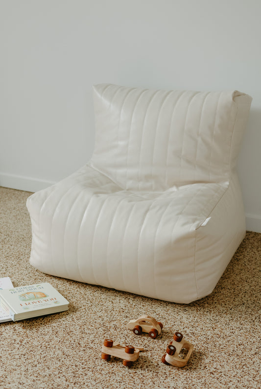 Ivory Vegan Leather Bean Bag