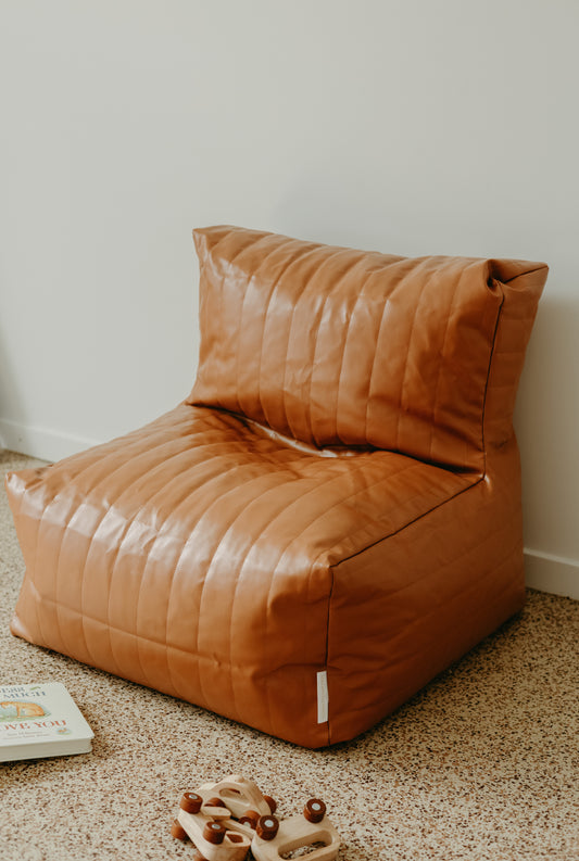 Tan Vegan Leather Bean Bag