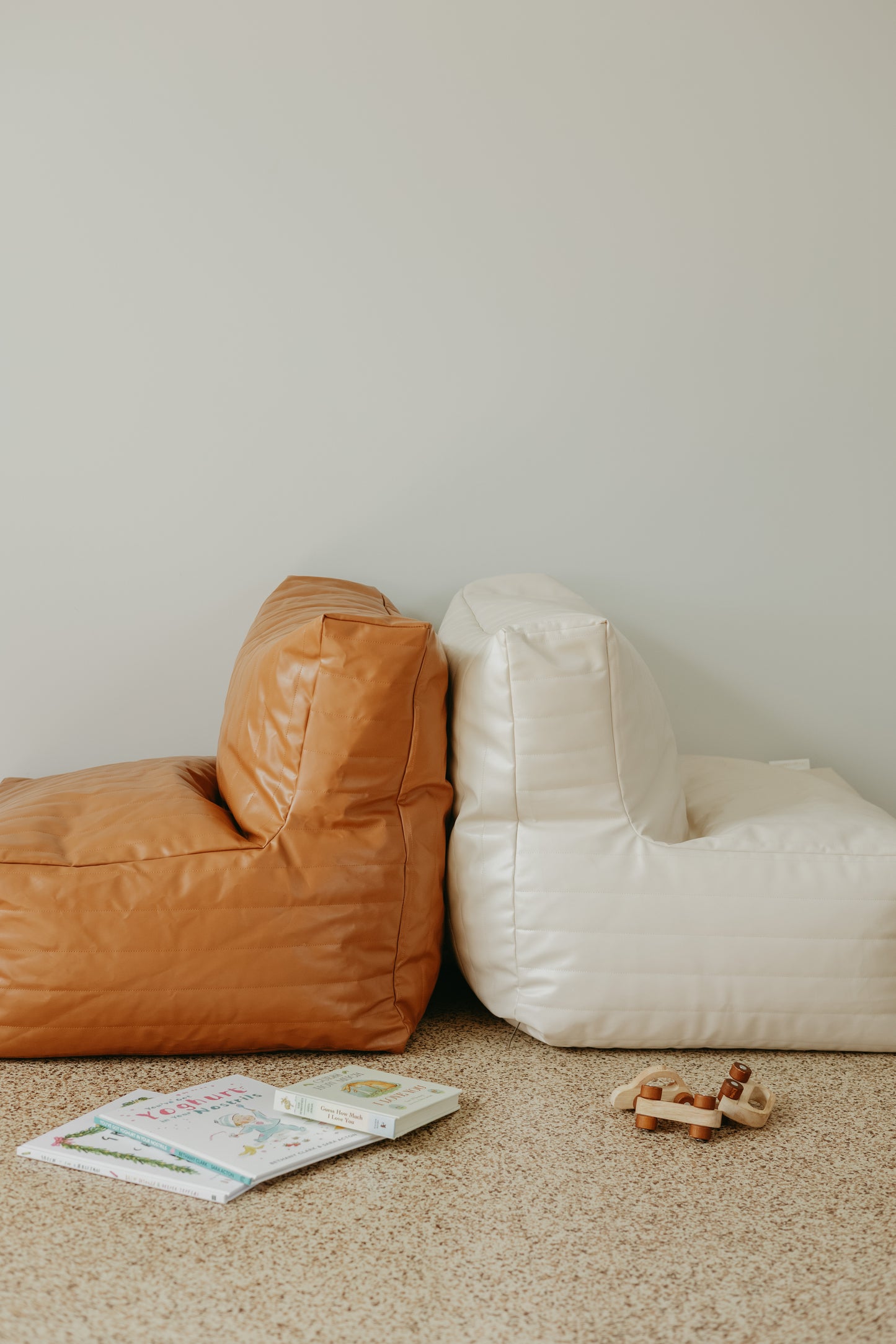 Ivory Vegan Leather Bean Bag