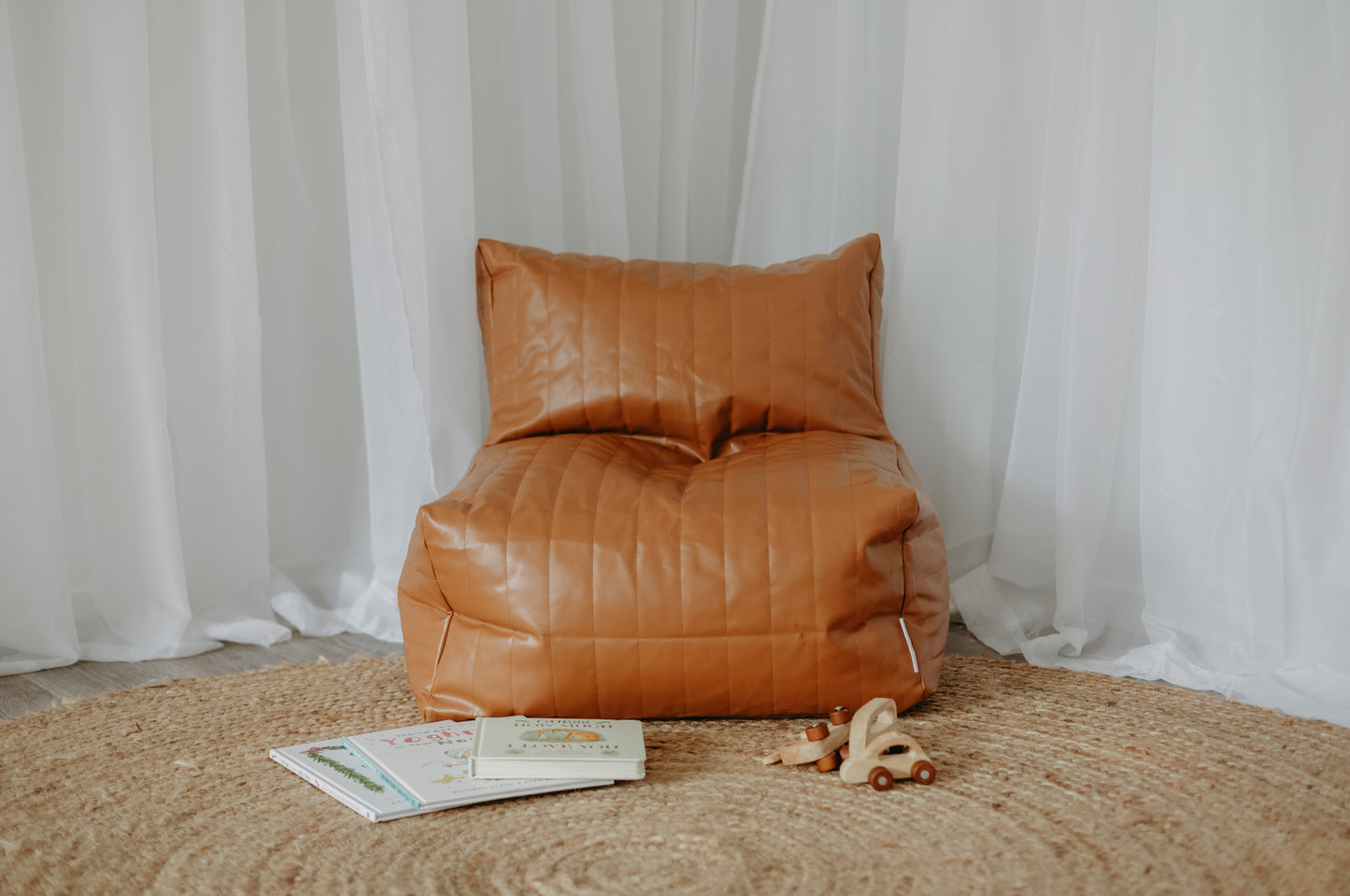 Tan Vegan Leather Bean Bag