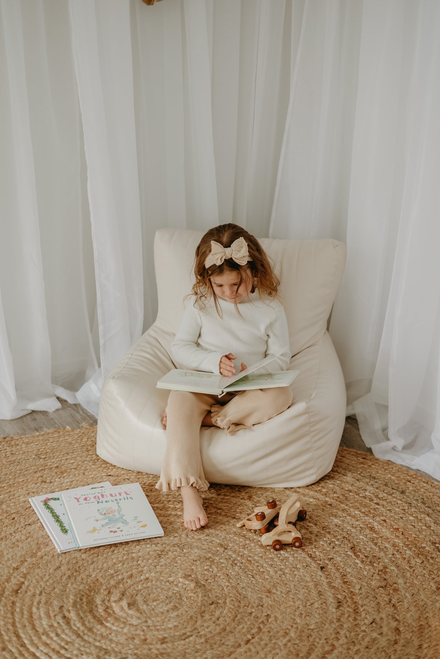 Ivory Vegan Leather Bean Bag